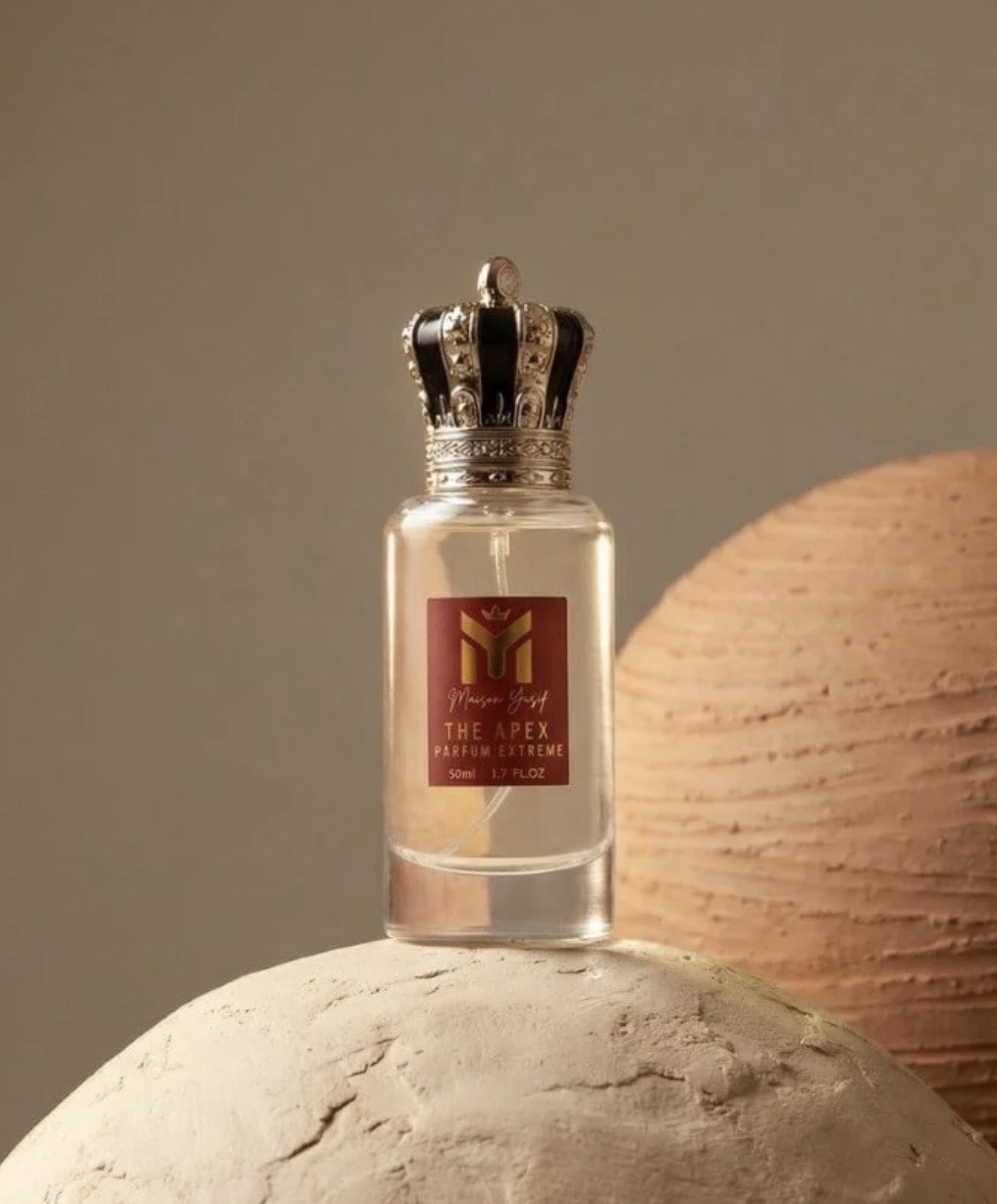 Maison Yusif The Apex perfume bottle with ornate crown cap
