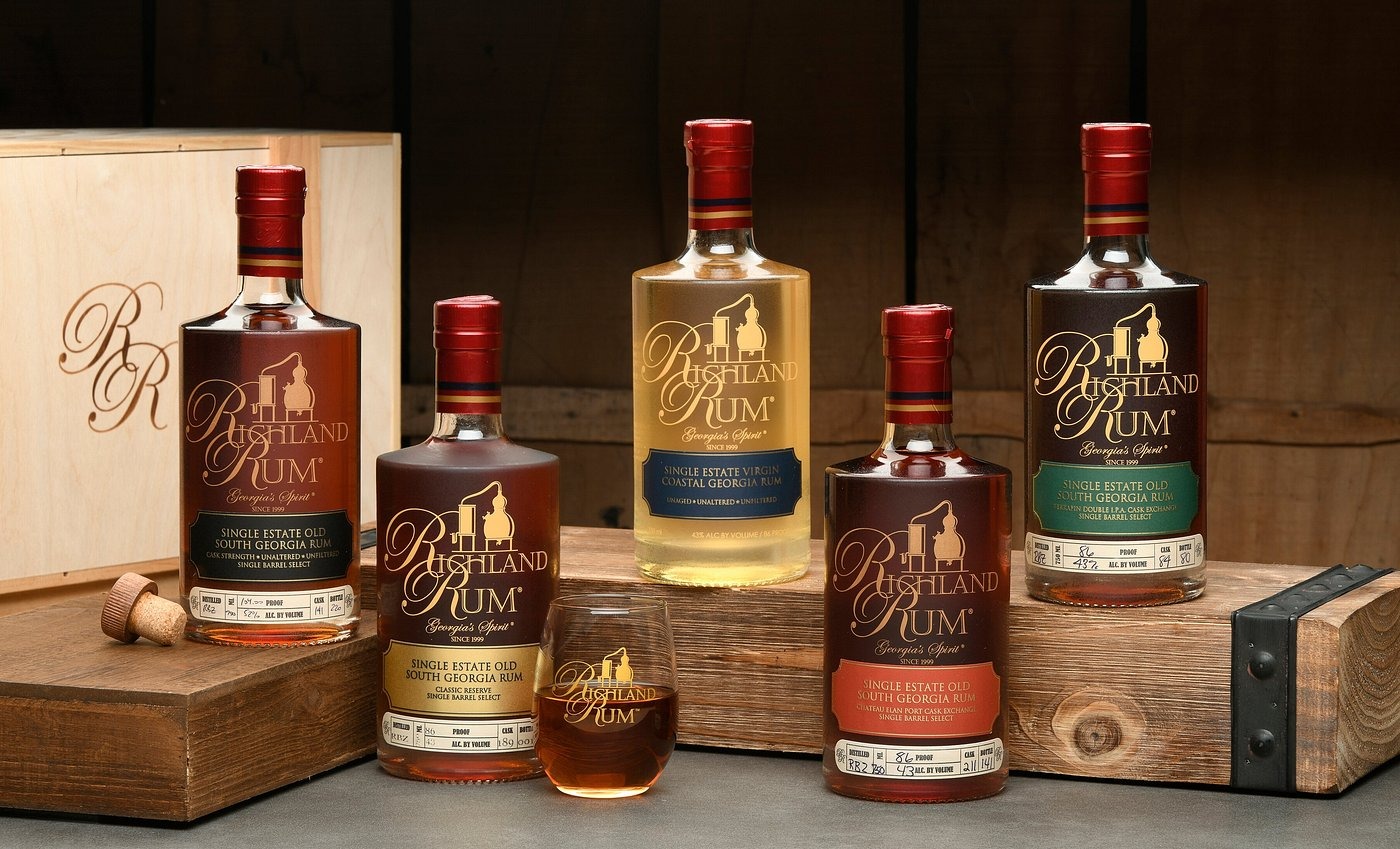 Richland Rum bottle lineup, five expressions, Georgia