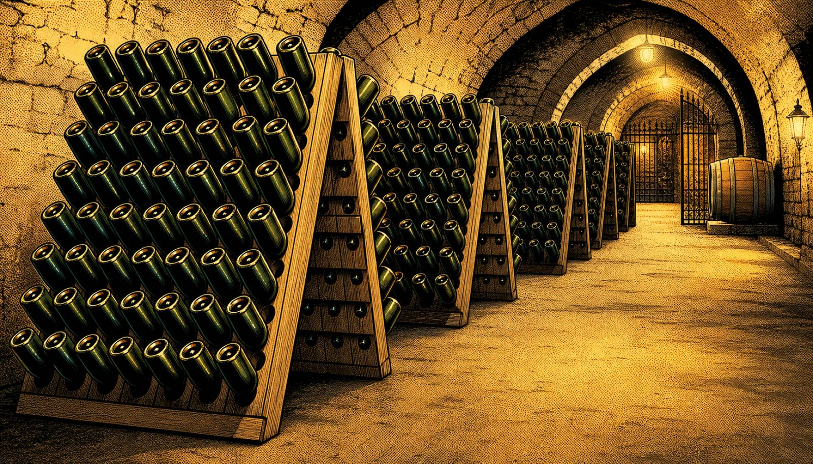An illustration comparing Champagne and sparkling wine