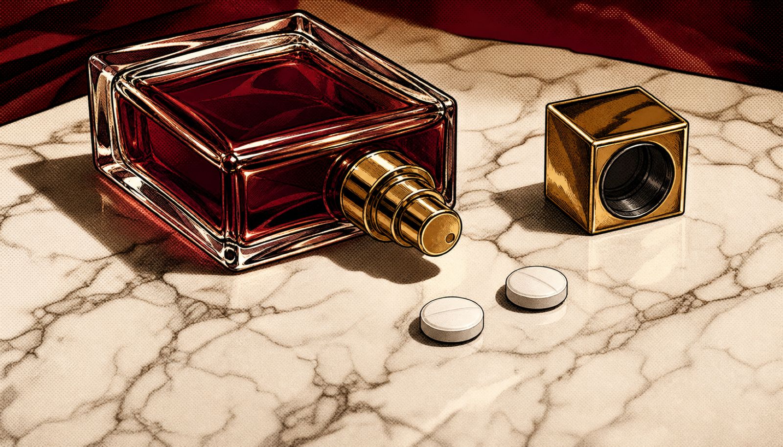 An illustration themed around fragrance sensitivity and headaches