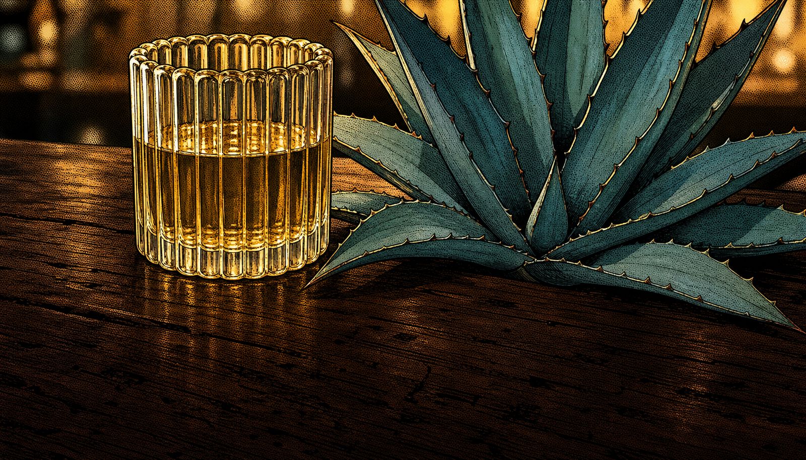 An illustration themed around National Tequila Day, agave and margarita imagery
