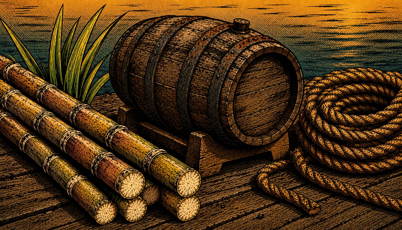 An illustration of rum and its history