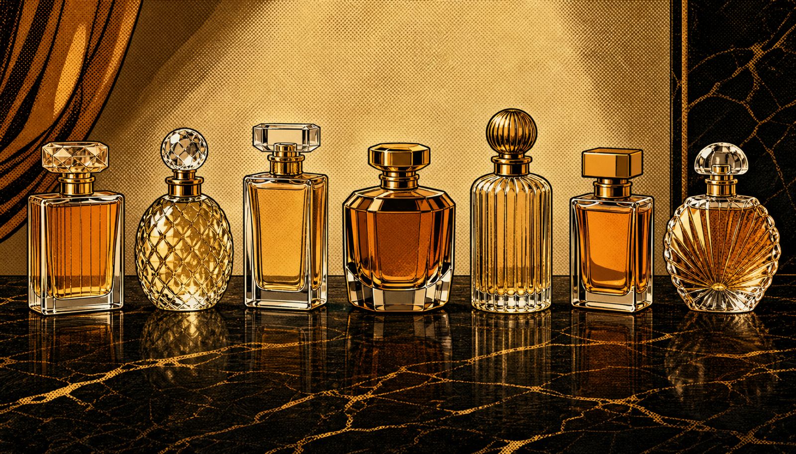 An illustration themed around building a signature scent